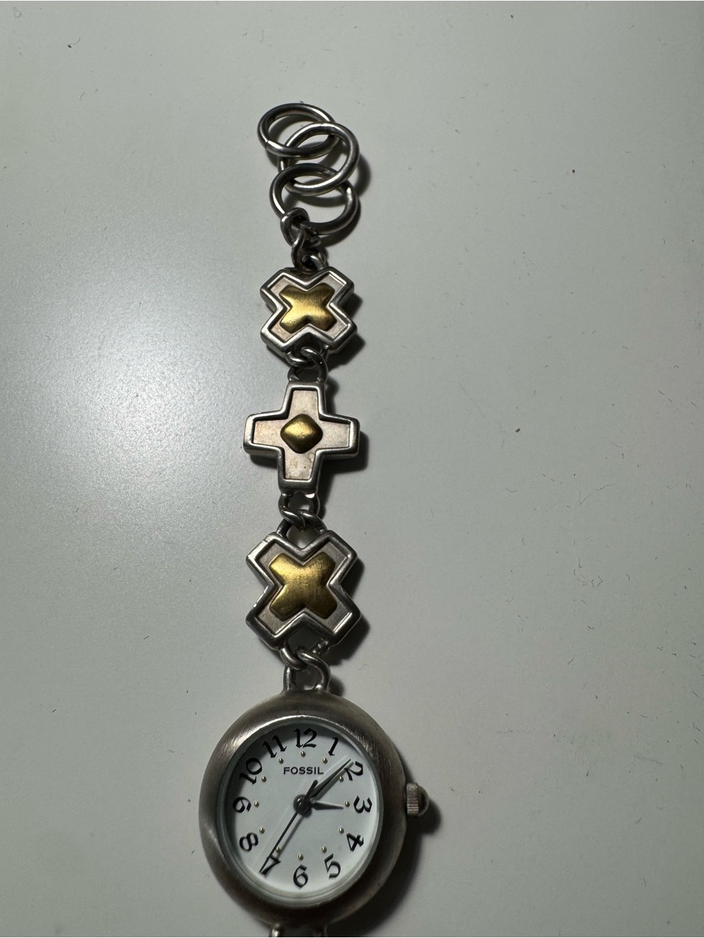 Vintage Rare Y2K Fossil Two-tone Bracelet Clasp Watch - Picture 3 of 9